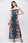 Botanical Print Strapless Dress, Size: Small