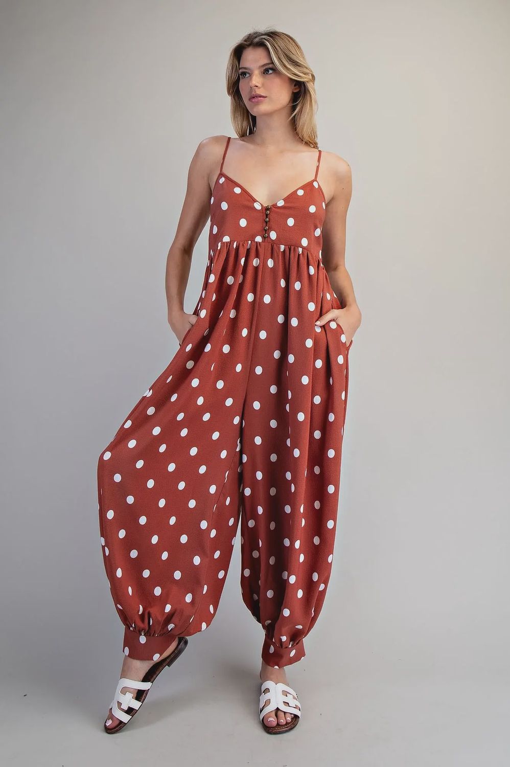 Harem Jumpsuit - Polka Dots