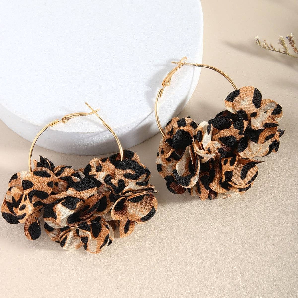 Leopard Petal Dangle Earrings
