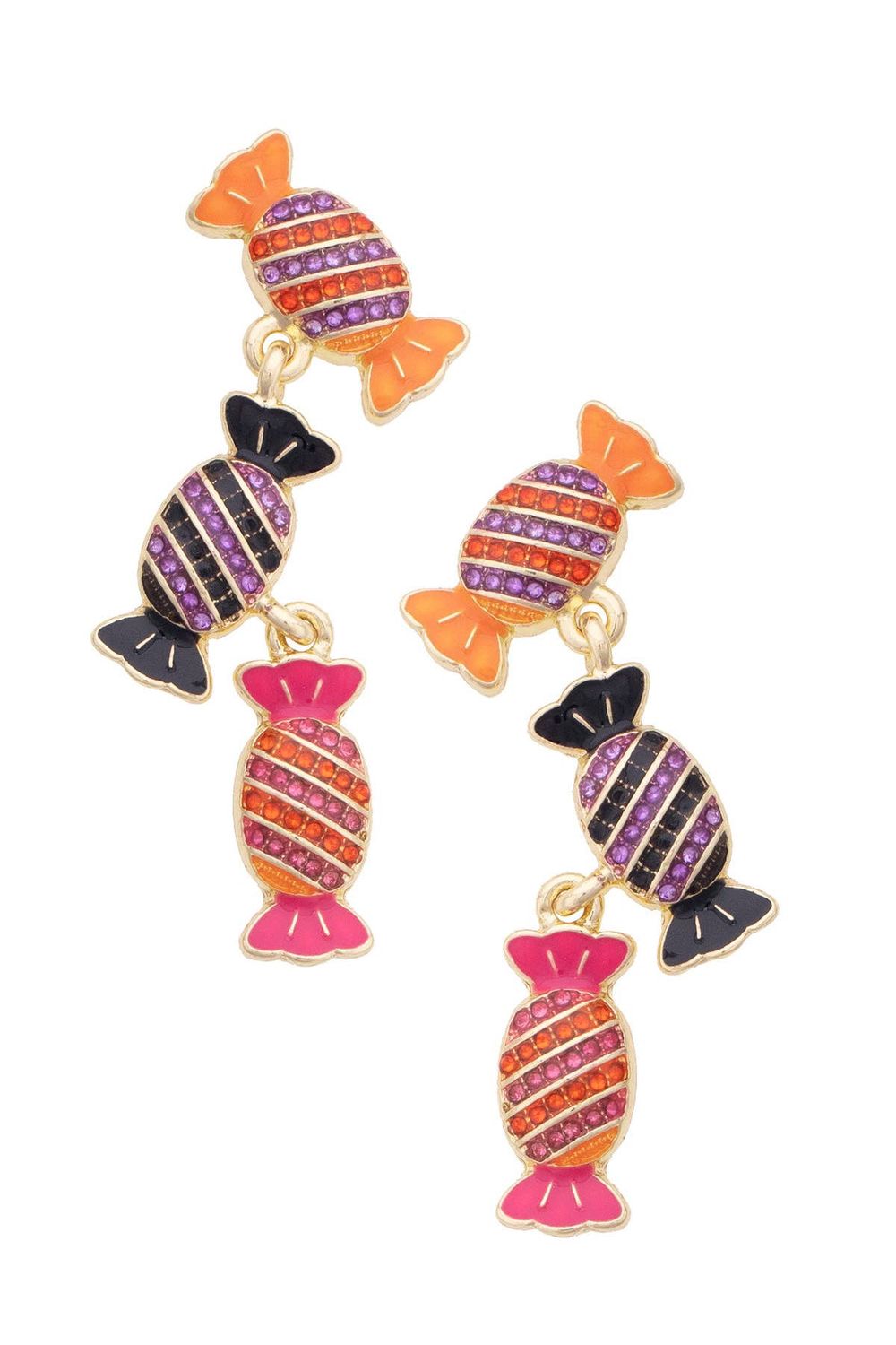 Rhinestone Linked Candy Earrings