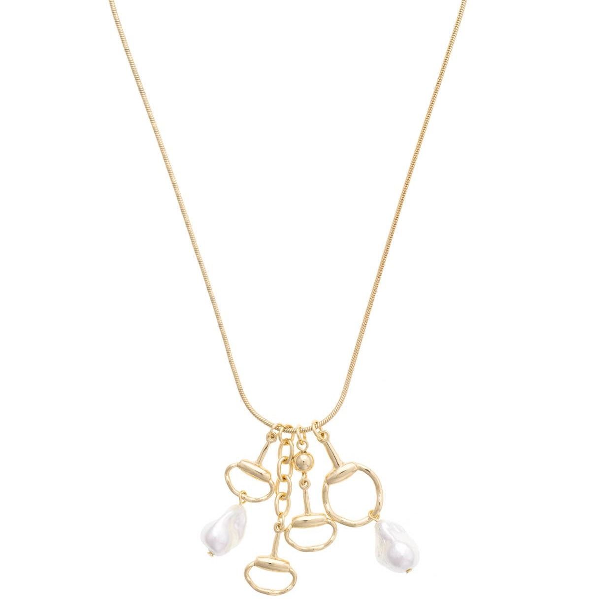 Billie Freshwater Pearl Horsebit Necklace in Gold