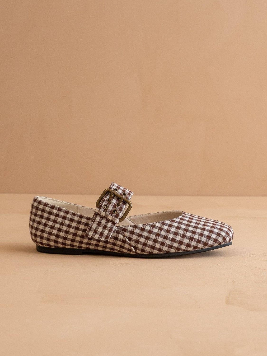 Coffee Gingham Ballet Flat