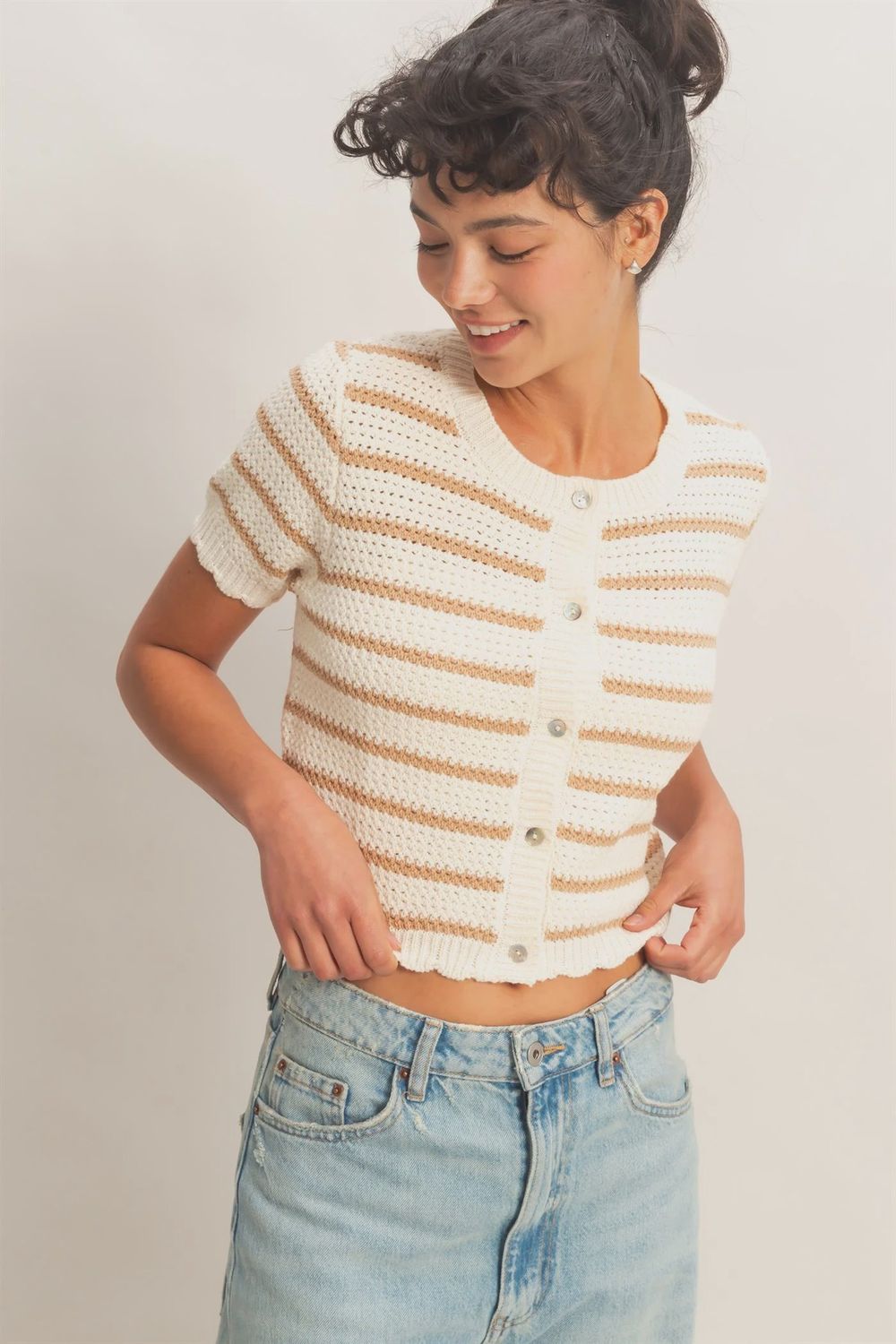 Scallop Edged SS Sweater