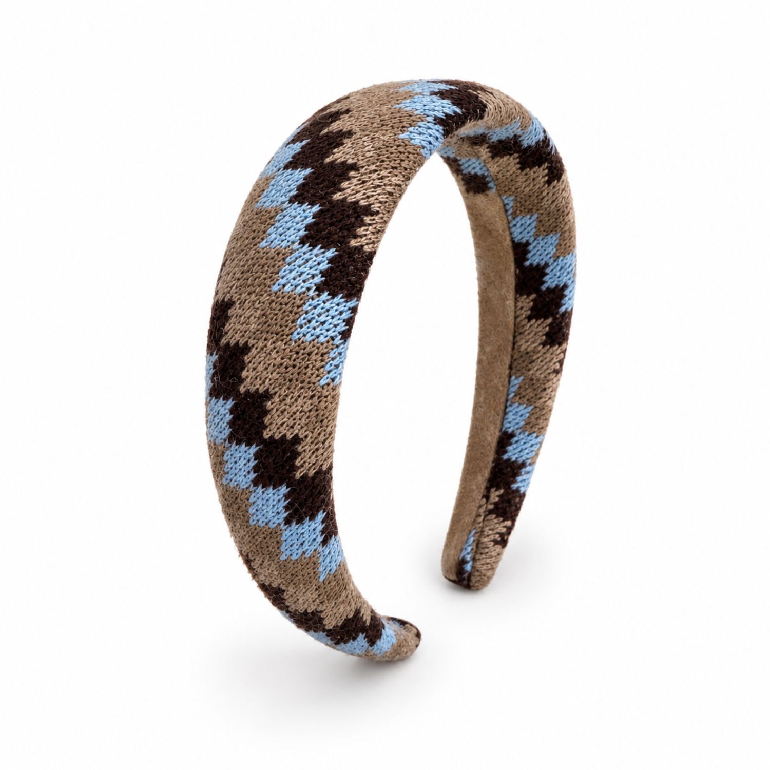 Heritage Knit Geometric Headband, Color: Mocha Blue