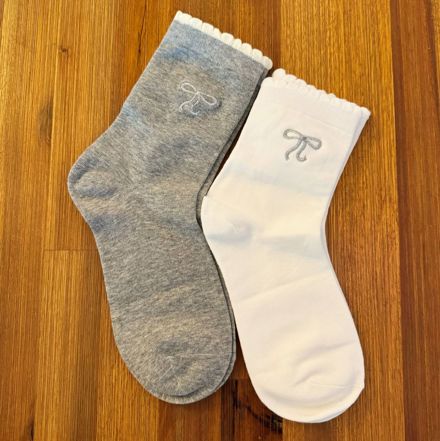 Bow Socks, Color: Gray