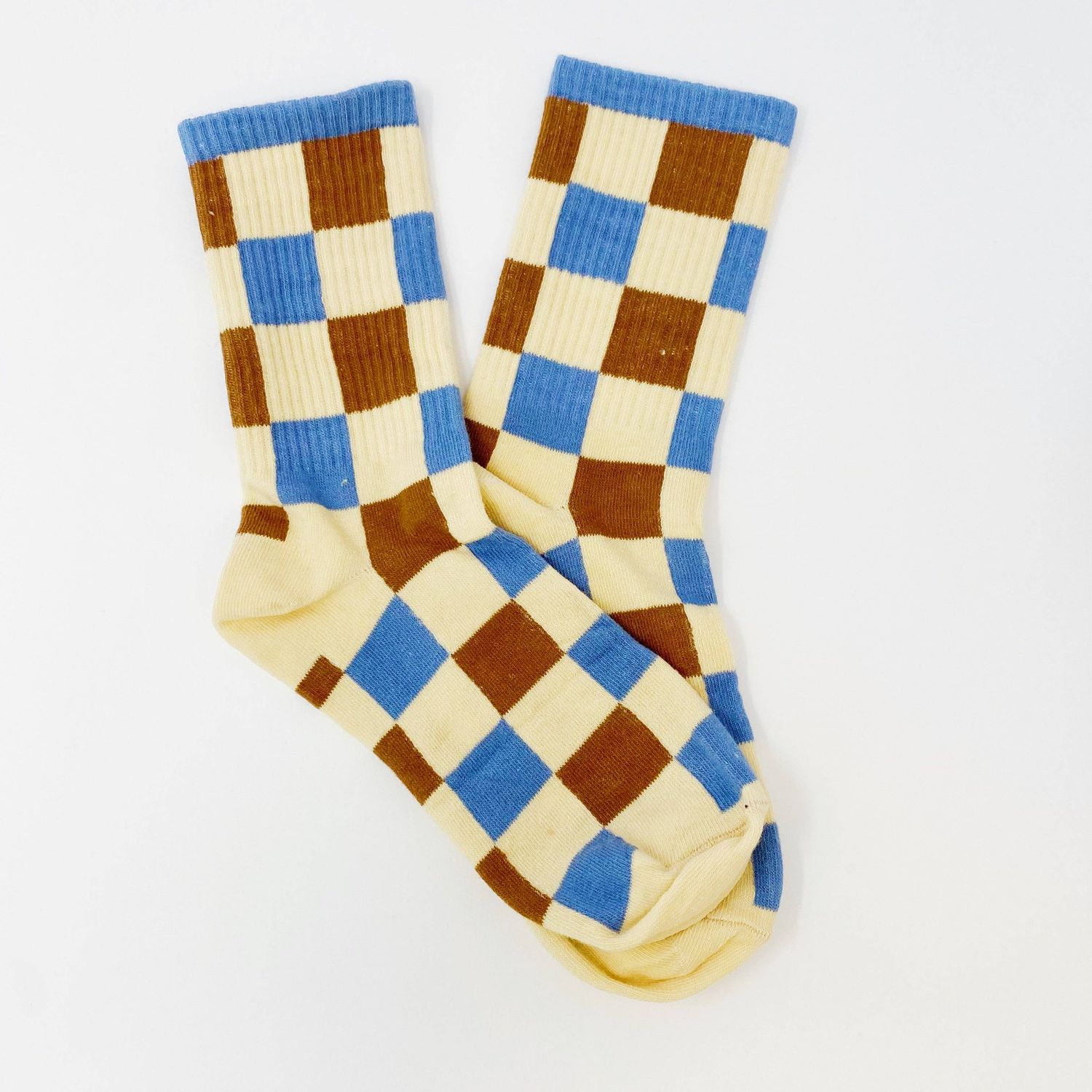 Trendy Pattern Socks, Pattern: Choc/Blue Checks