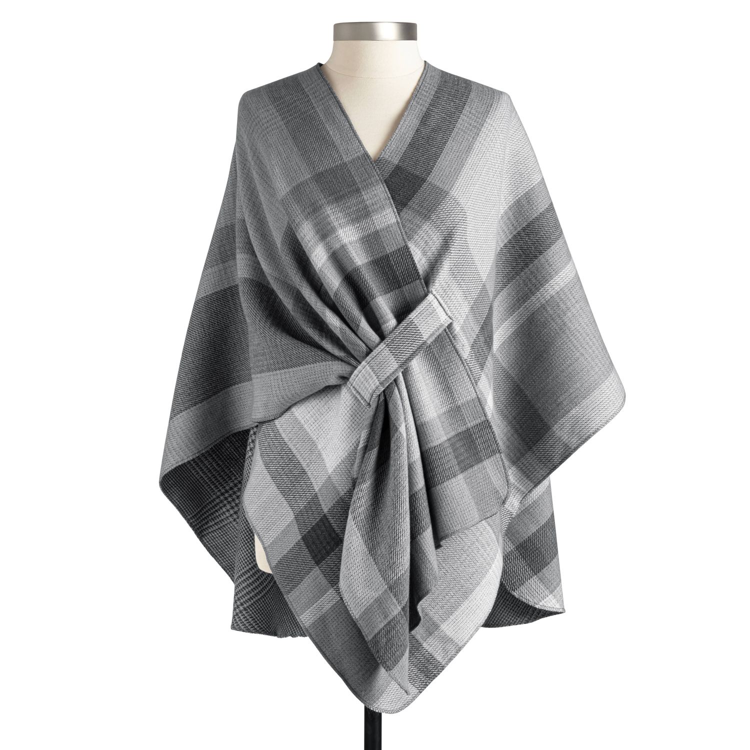 Plaid Reversible Charcoal Wrap