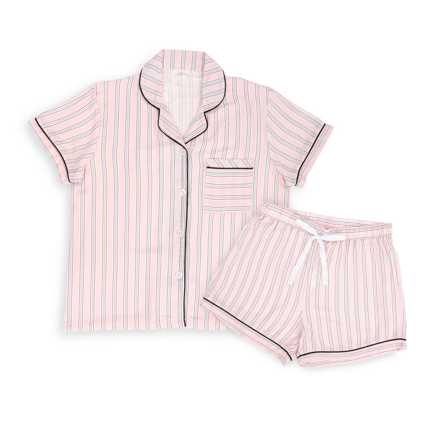 SS Pink Strip Pajama Set