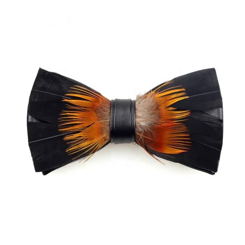 Handmade FeatherBowtie - Tiger color