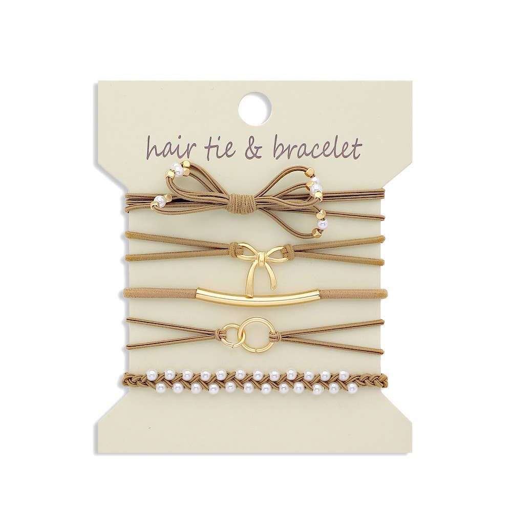Hair Tie &amp; Bracelet Set, Color: Bow