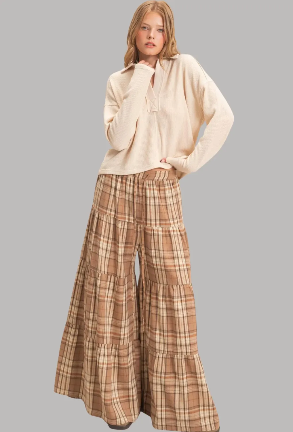 Plaid Tiered Ruffle Pants