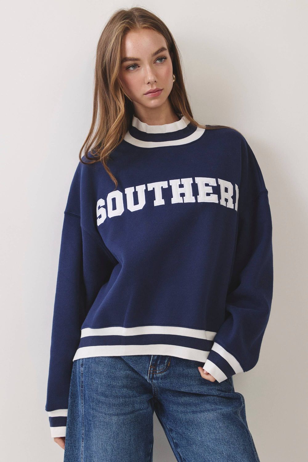 Southern Varsity Mock Neck Sweatshirt, Size: M