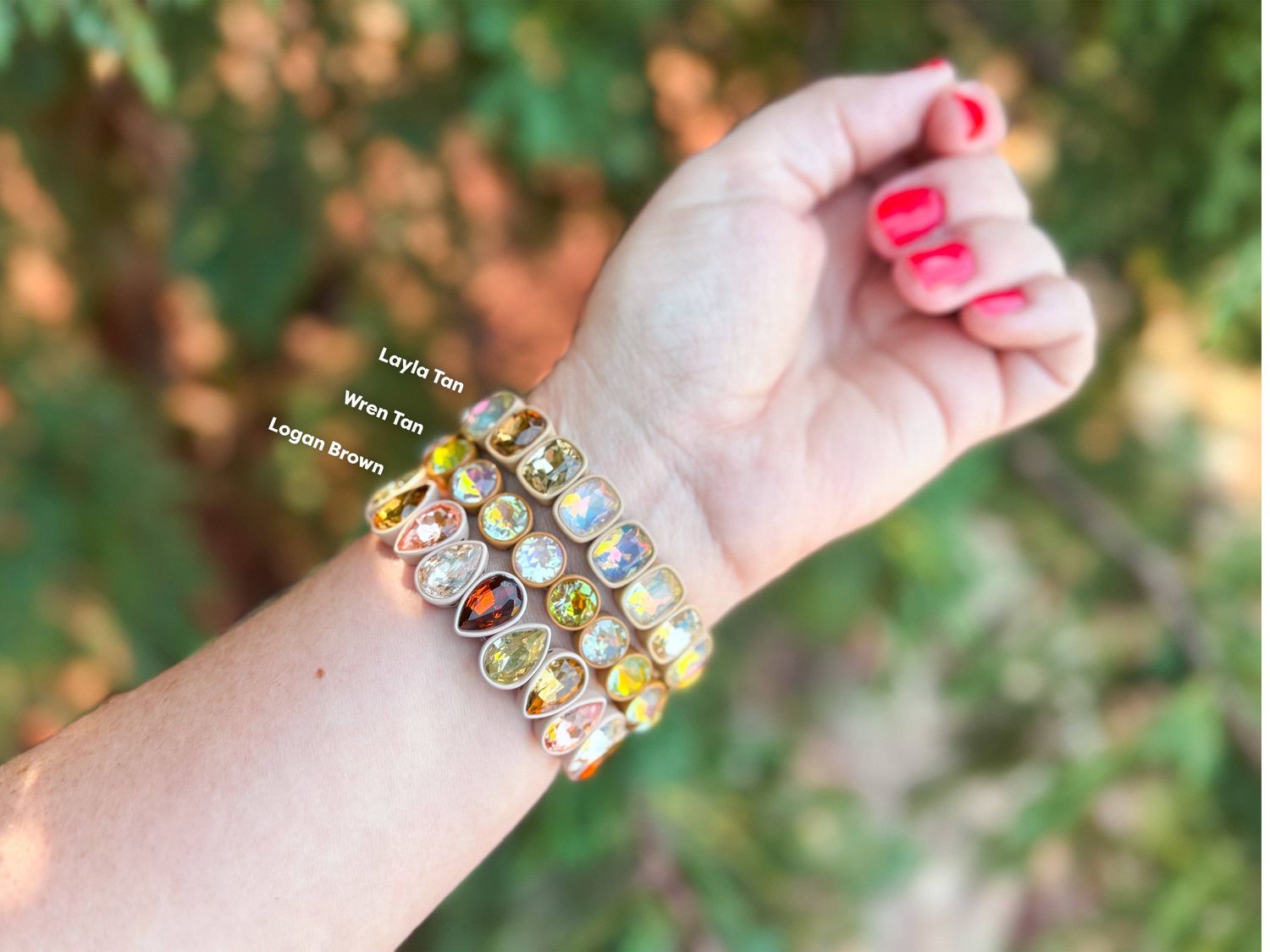 Enamel Stretch Bracelet - Autumn / Fall, Color: Layla Tan (B-121)