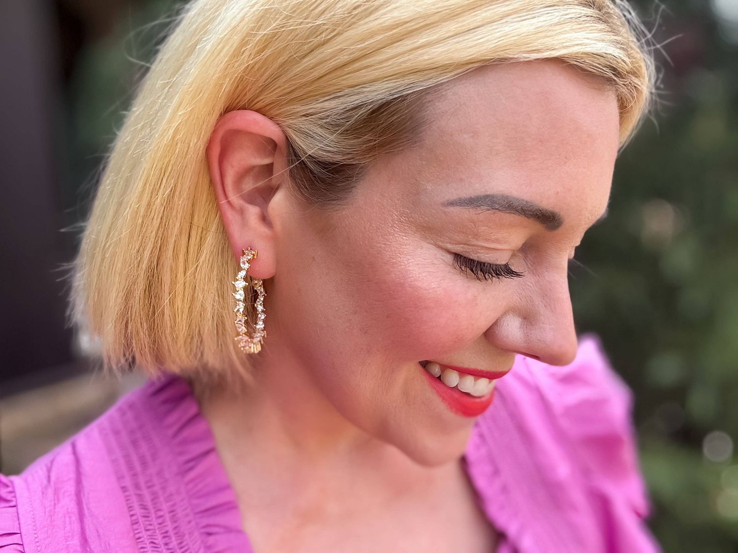 Hoop Earrings - Large - Crystal Zig Zags - Reba