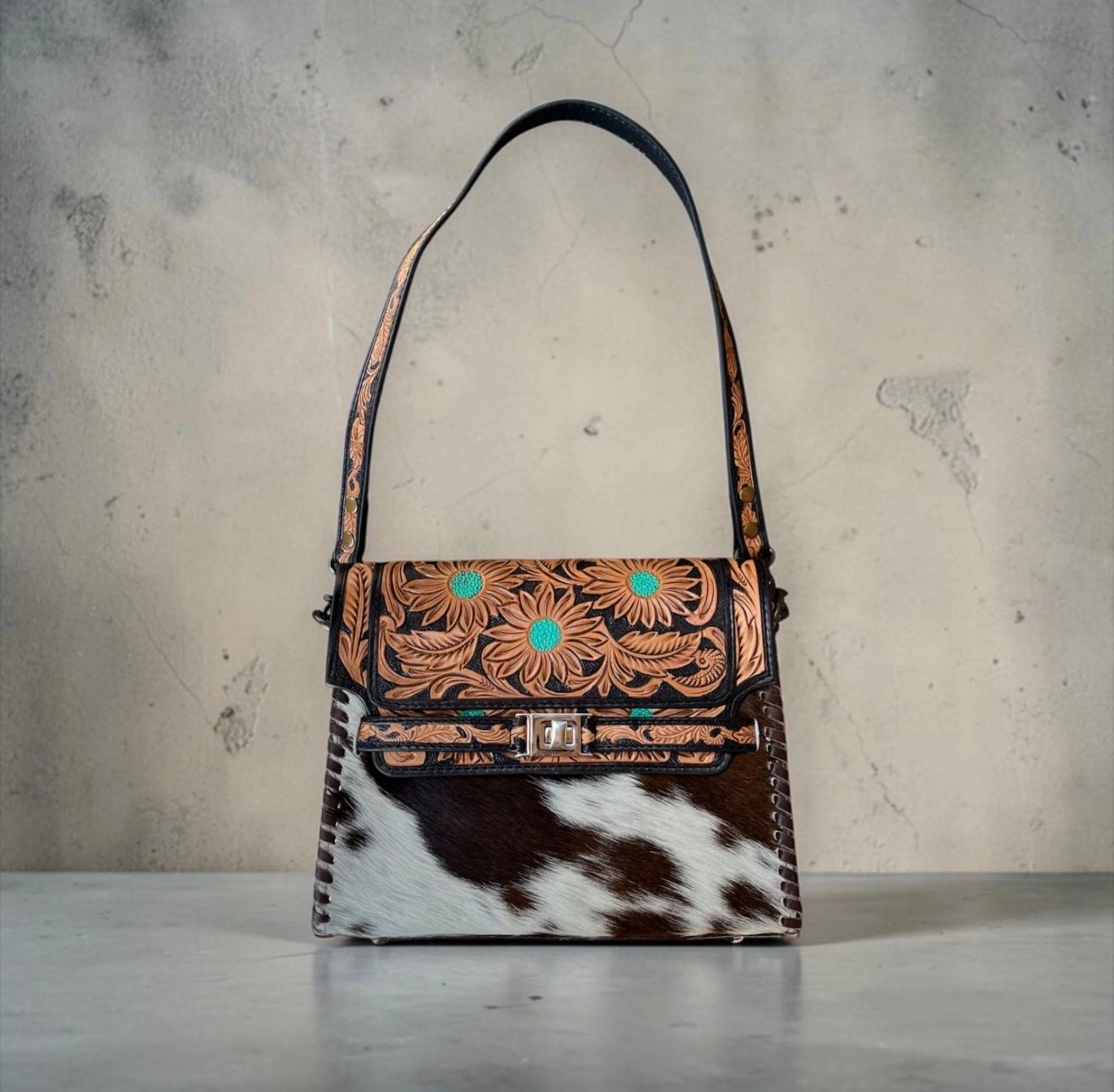 Brown Flower Luxe Purse