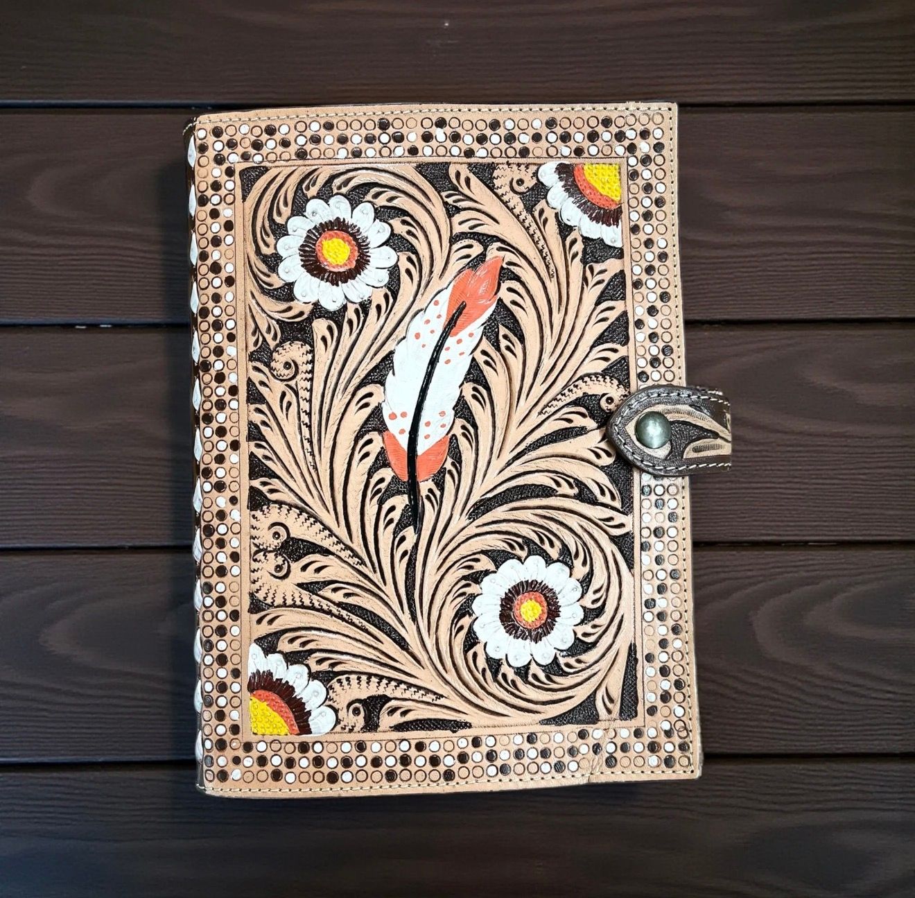 Tooled Feather Bible Cover