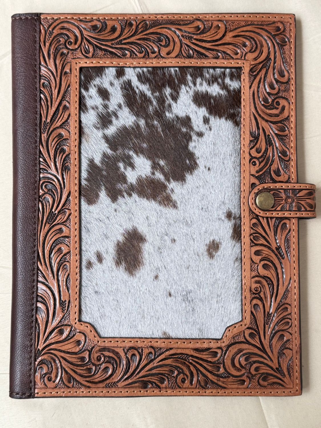 Tooled Brown Leather Bible Cover