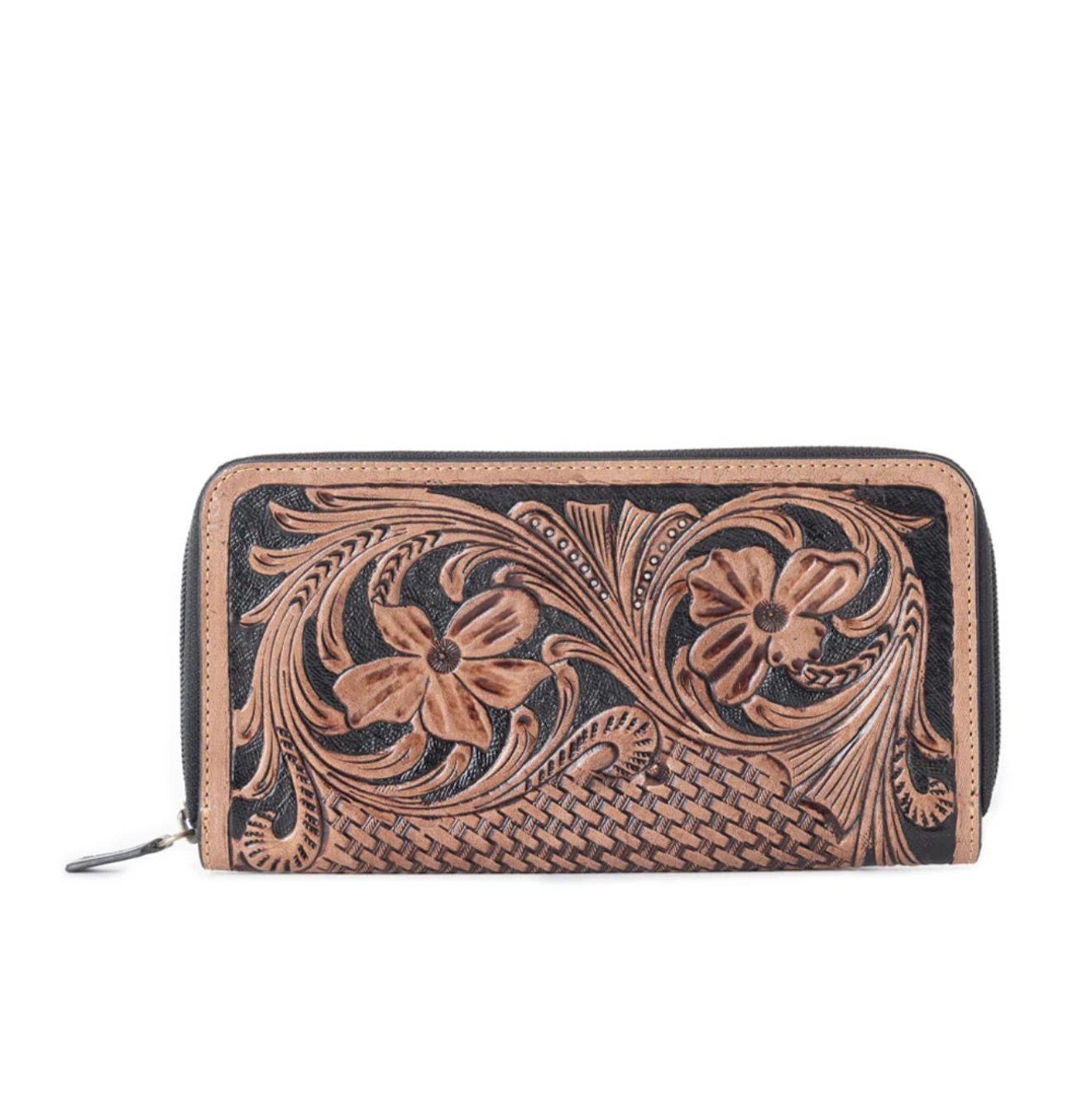 Black &amp; Brown Zip Wallet