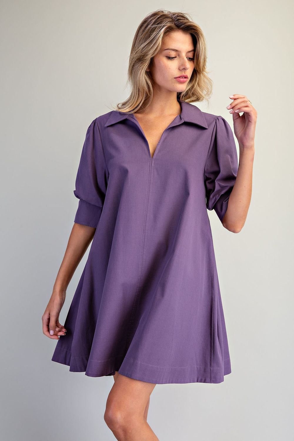 Colored Split Neck Mini Dress, Size: Small
