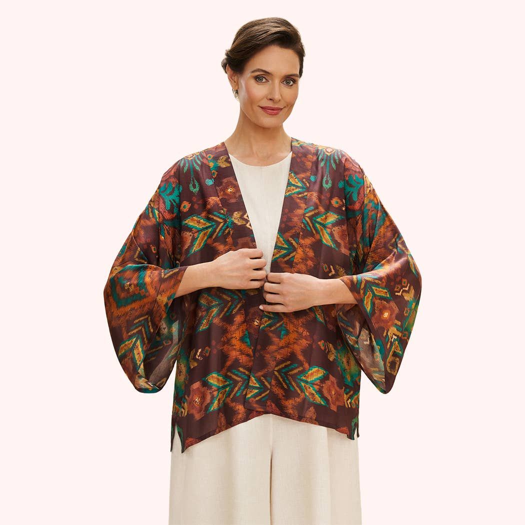 Chocolate Ikat Kimono Jacket
