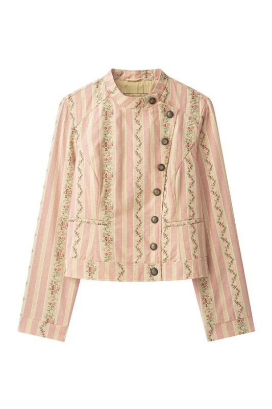 Vintage Striped Jacquard Jacket, Size: Small