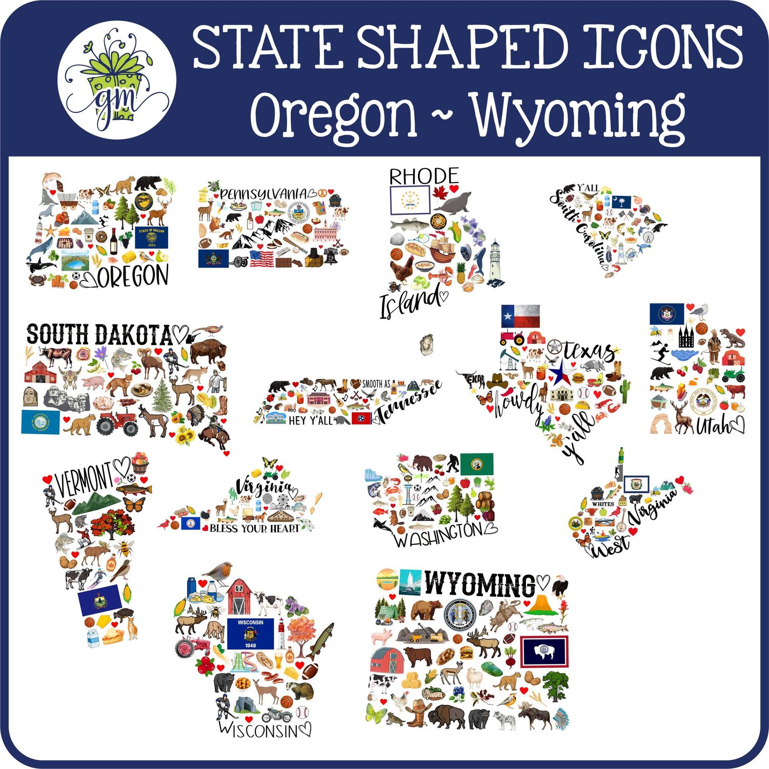 Magnet | State Icons &amp; Town | SC, State: South Carolina