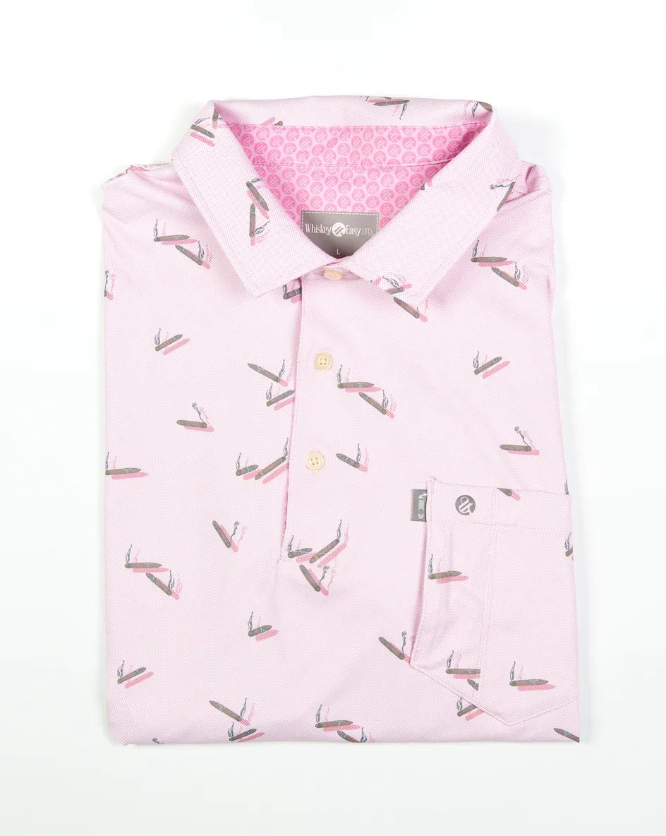 Cigar Pocket Perform Polo - Cigar Pink, Size: Med
