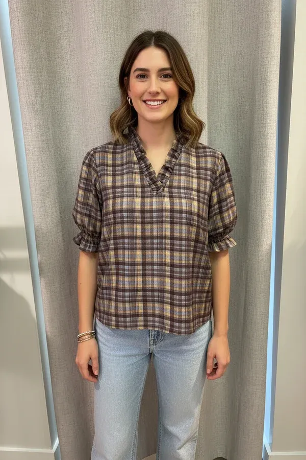 Plaid Ruffle Top