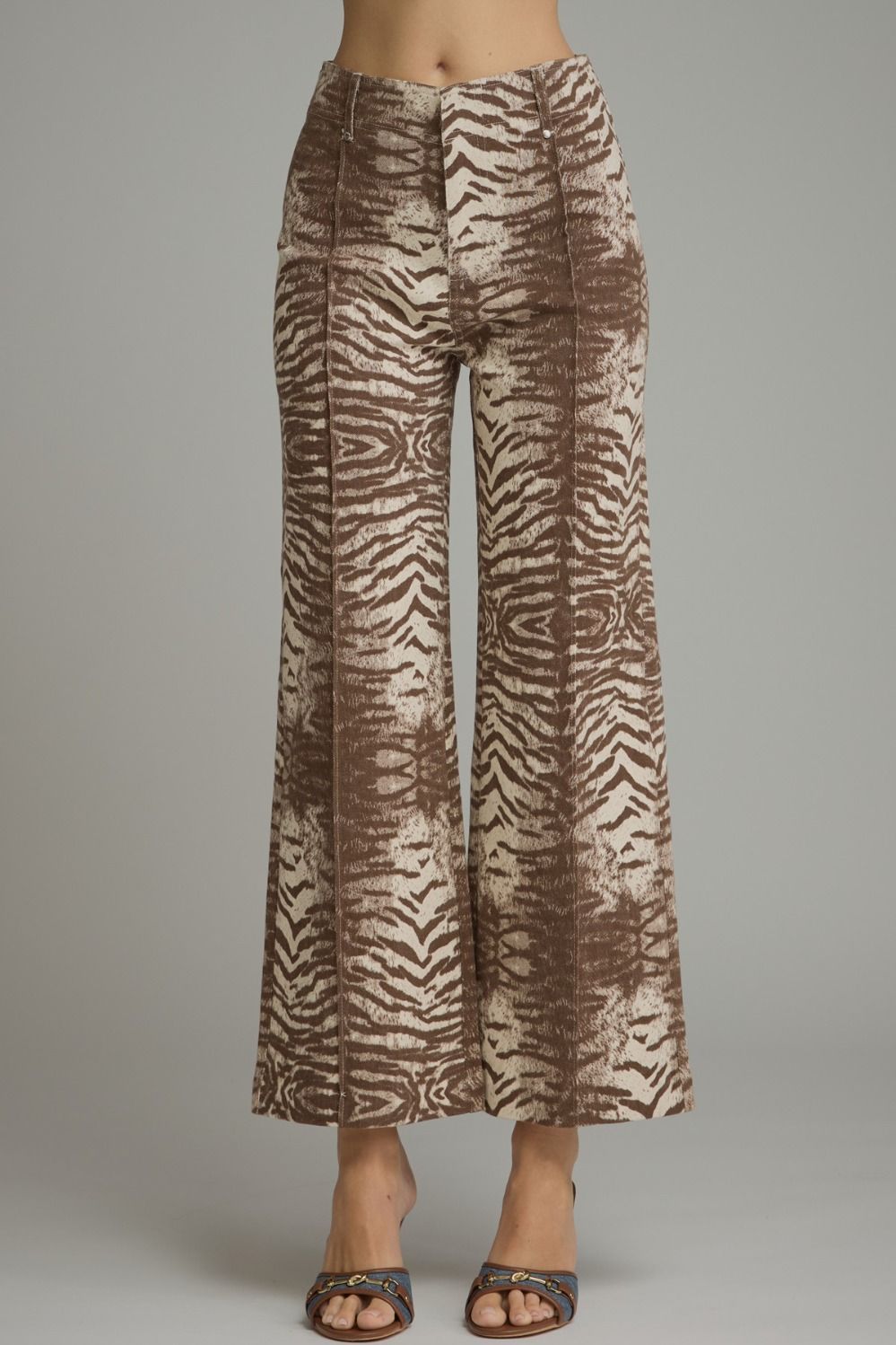 Choc. Animal Print Wide Leg Pants, Size: Small