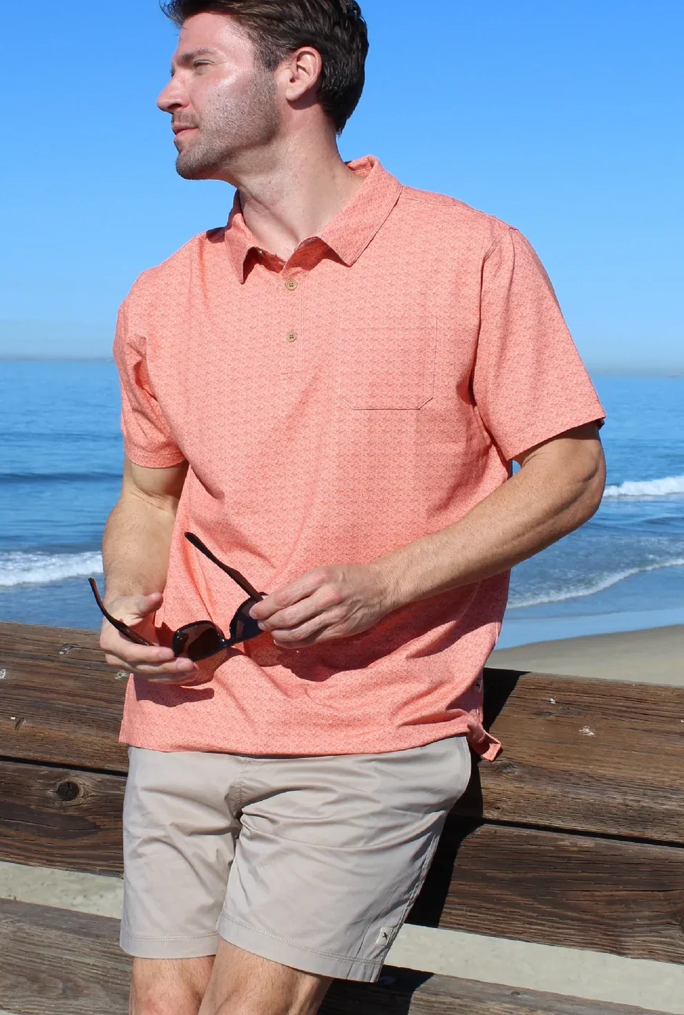 Coastal Polo, Color: Peach, Size: Med