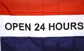 Open 24Hrs RWB Flag