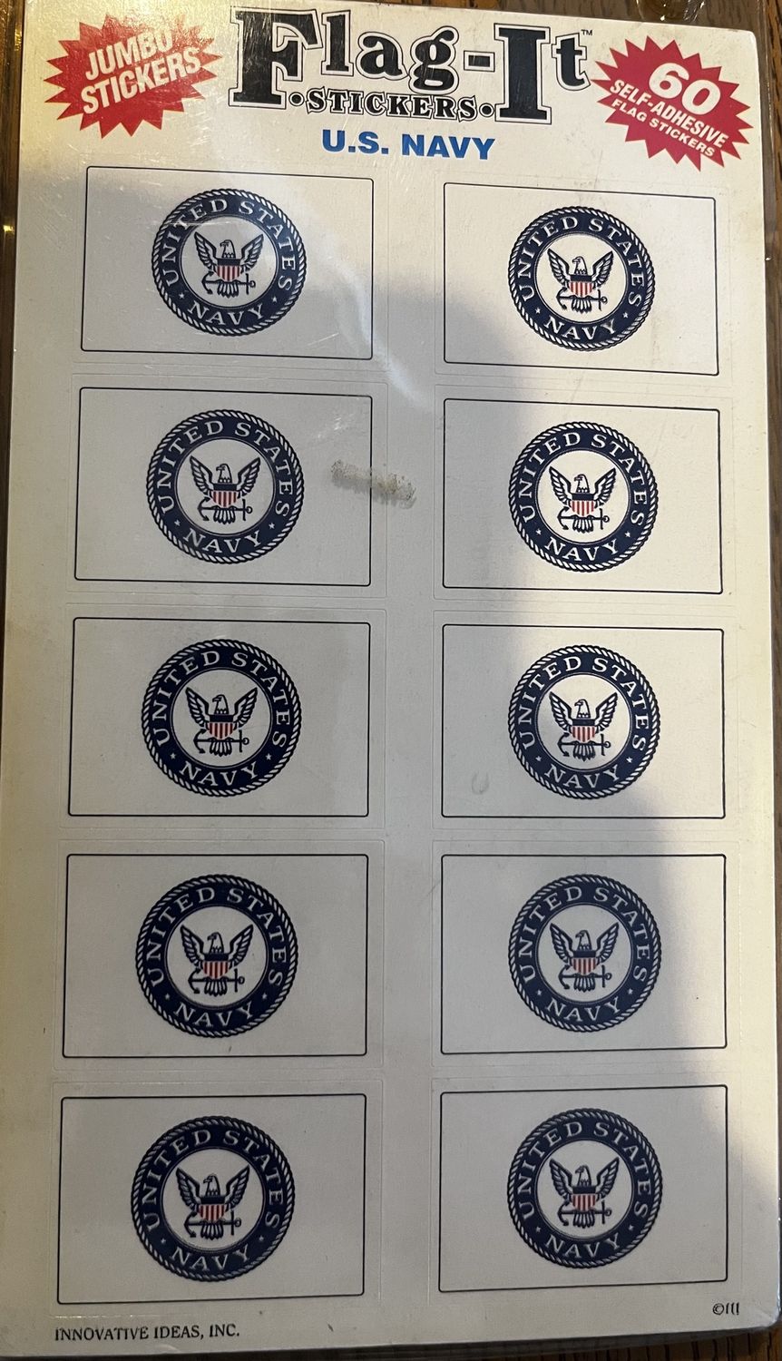 Navy White 60 count Stickers