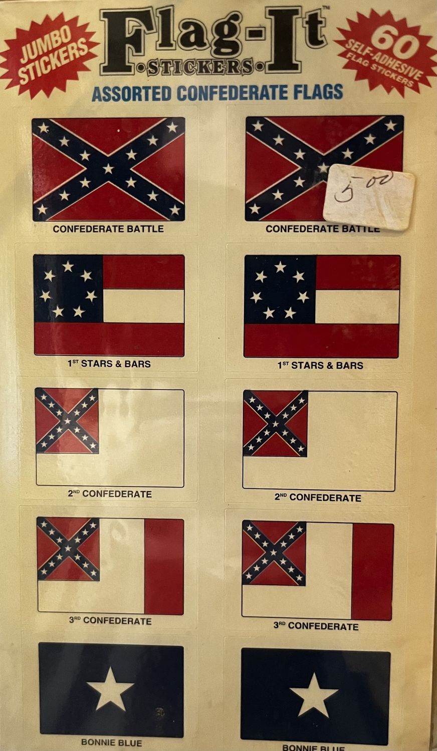 Assorted Confederate 60 Count Sticker