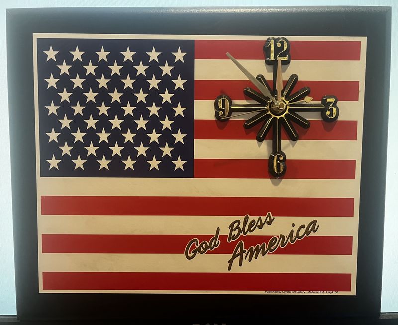 Quartz Flag Clock &quot;God Bless America&quot;