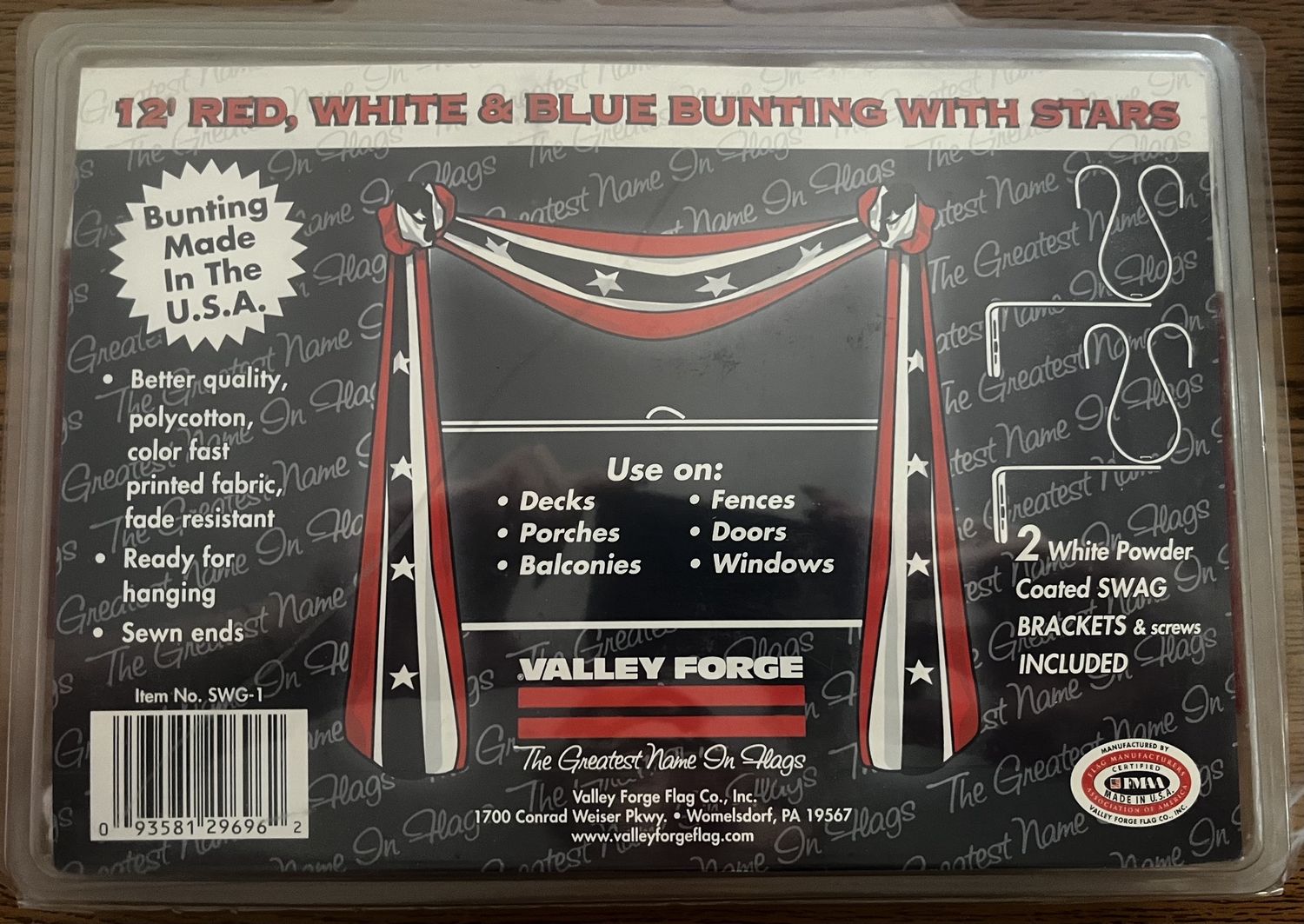 12&#39; Red, White and Blue Bunting with Stars