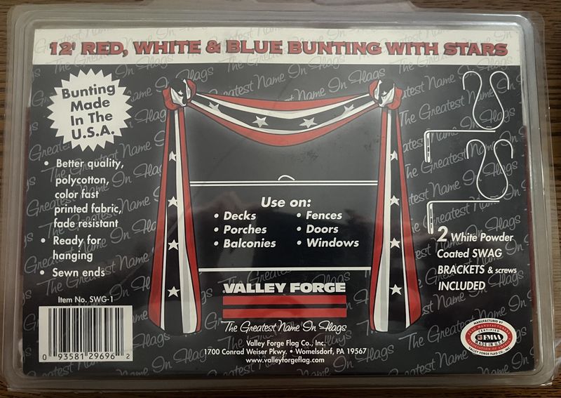 12&#39; Red, White and Blue Bunting with Stars