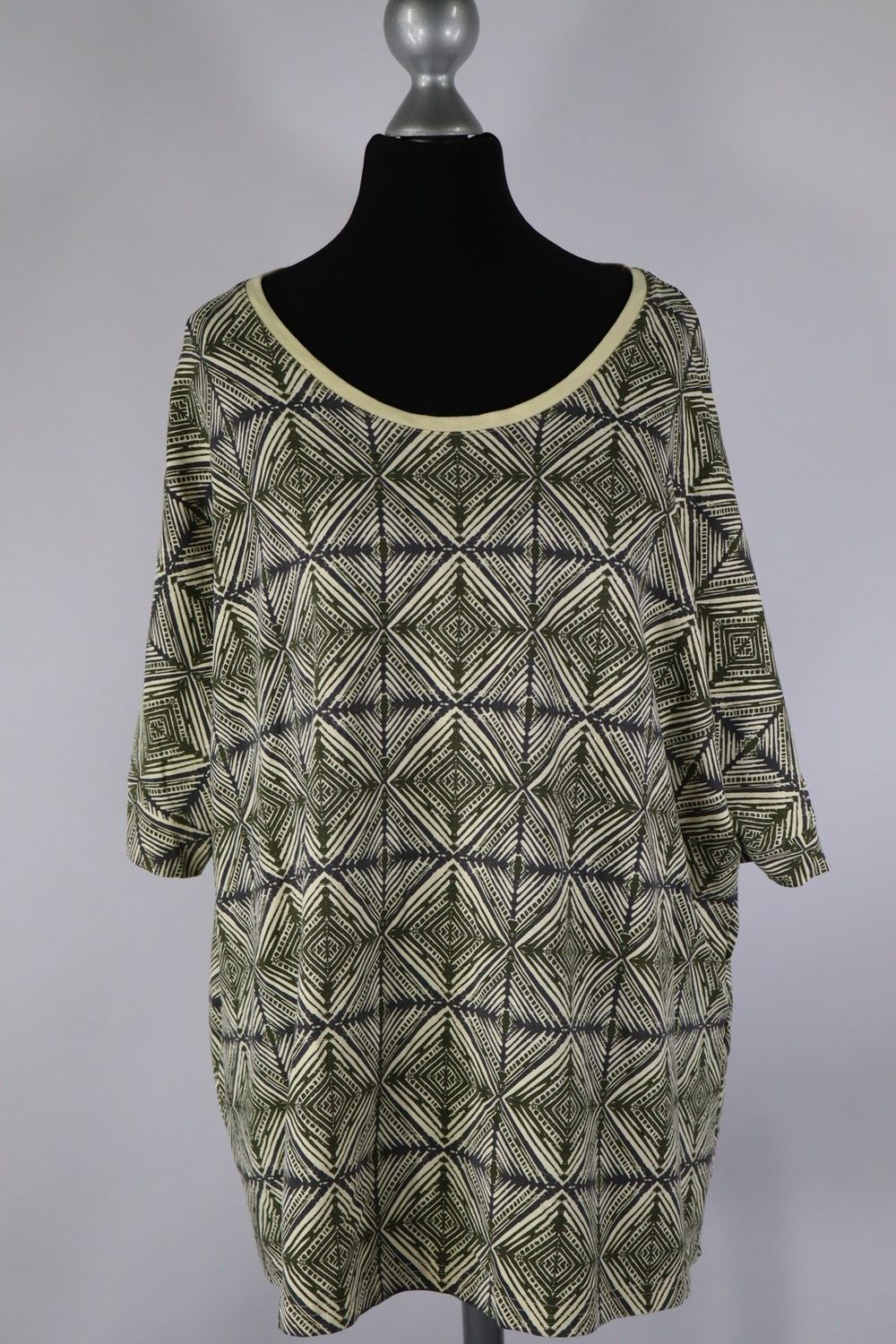 Ulla Popken Damen T-Shirt Gr. 52/54 Baumwollmix grün blau – Top Zustand