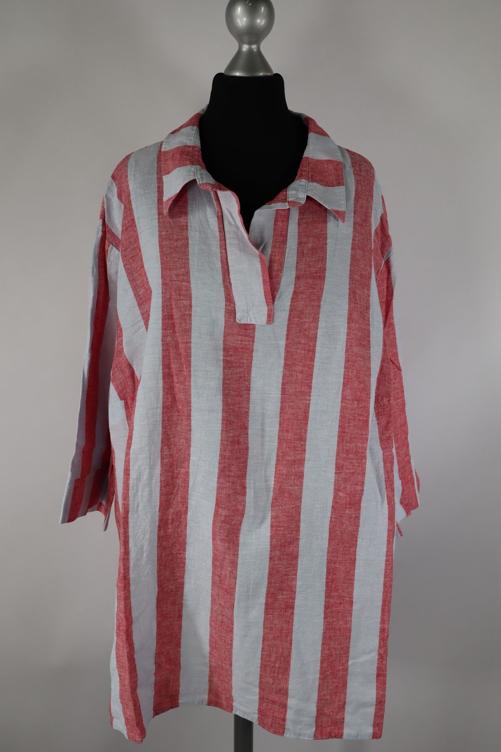 Ulla Popken Damen Shirt Leinen Gr. 50/52 Weiß Rosé – Top Zustand