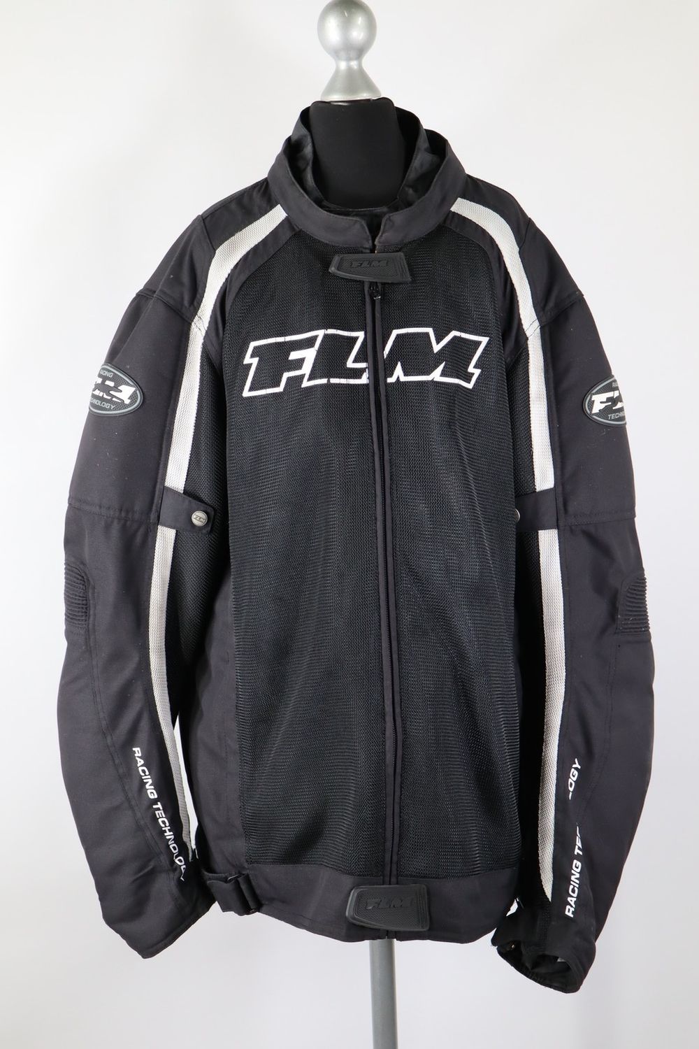 FLM Herren Motorradjacke Gr 5XL schwarz weiß Racing Protektoren Second Hand