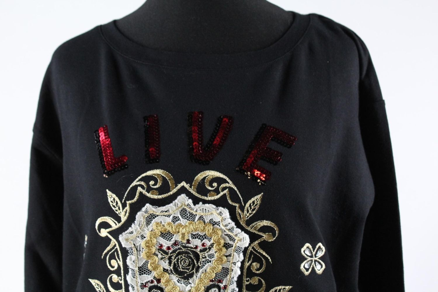 Salzkorn Damen Pullover Gr. XS S Schwarz Baumwolle Sweatshirt Longshirt Neu