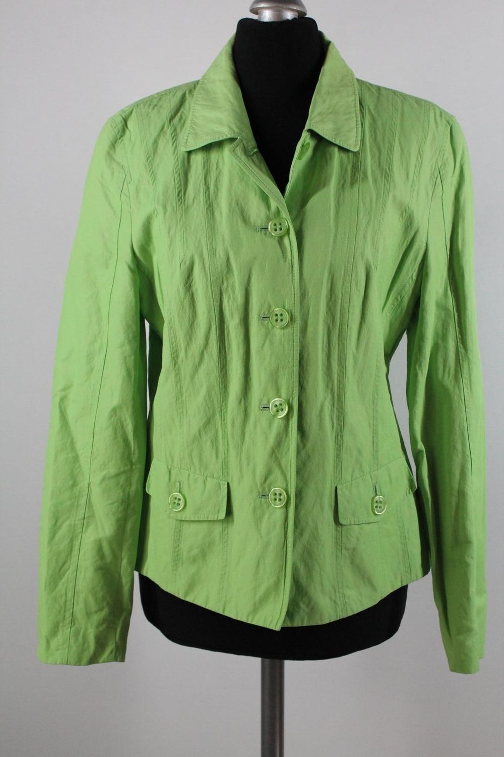 Basler Jeans Blazer Gr.36 grün apflegrün Baumwollmischung 5 Knöpfe Top Zustand