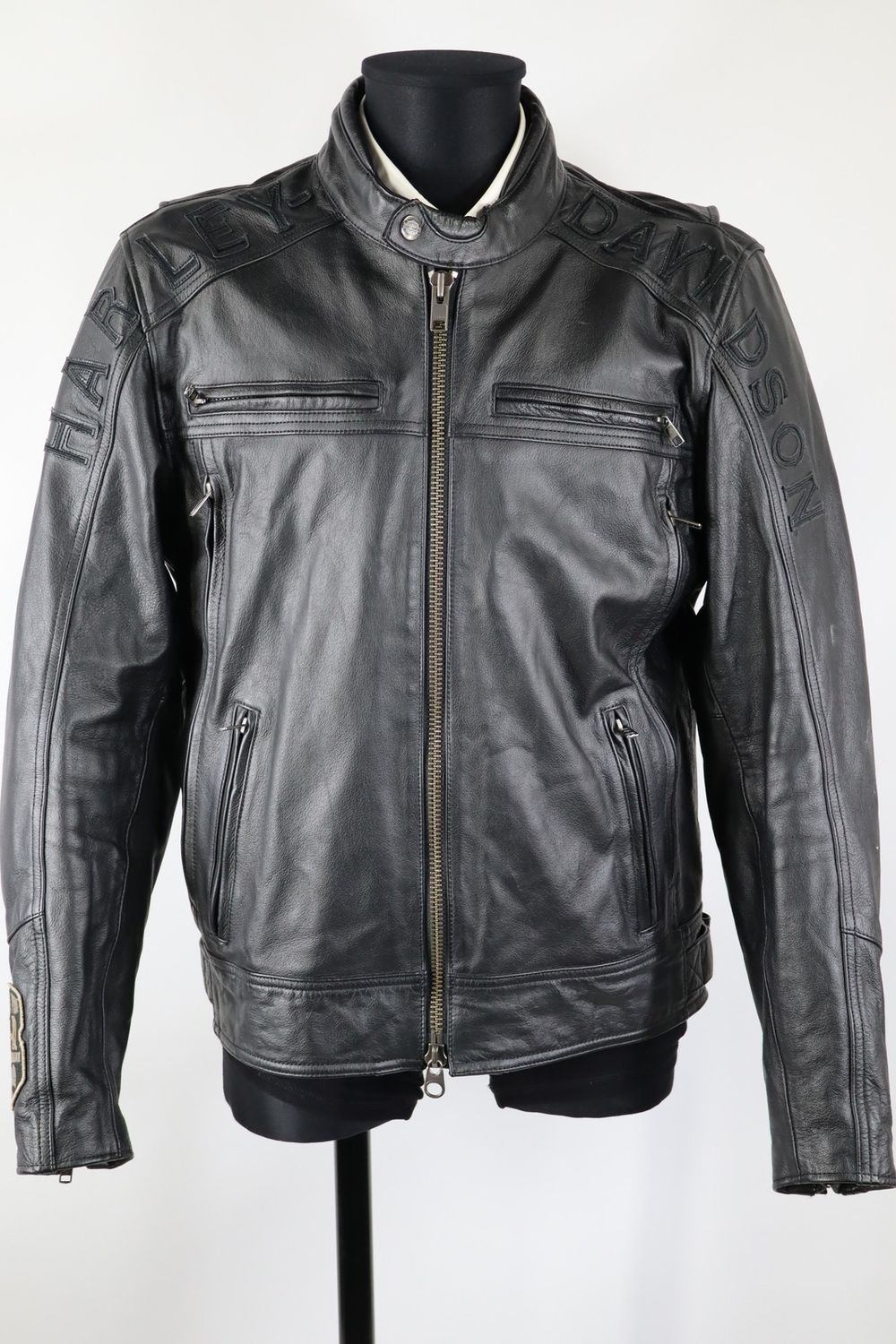 Harley Davidson Herren Motorradjacke Leder Gr. L Schwarz Protektoren Top Zustand