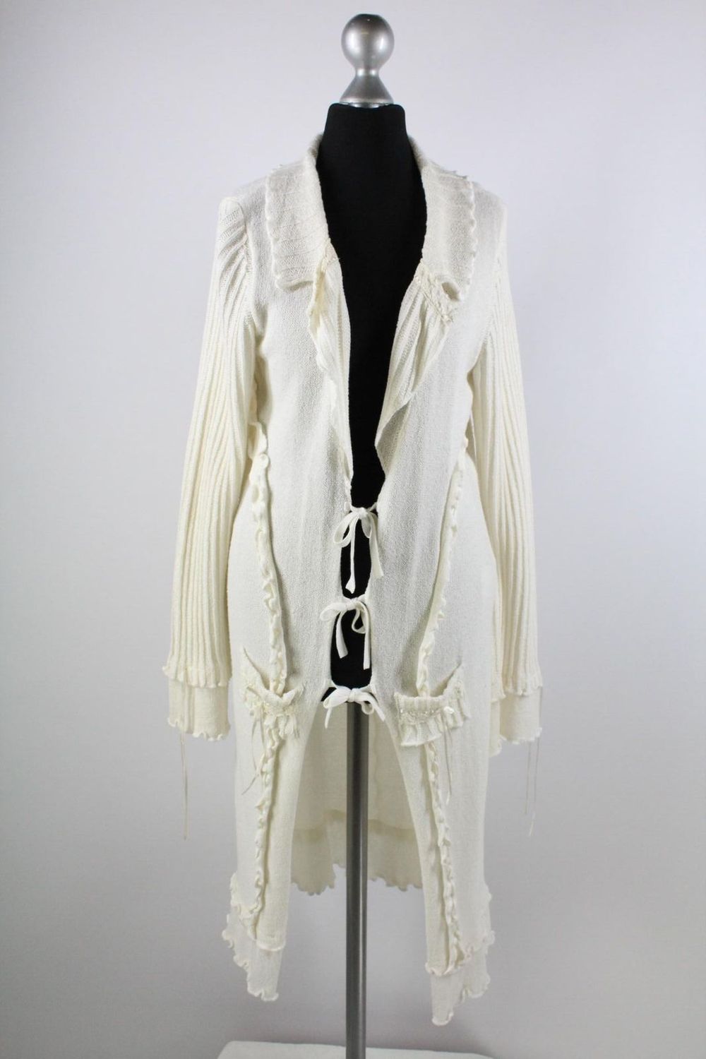 Apart Strick Weste Mantel Gr.38 wollweiß Top Zustand