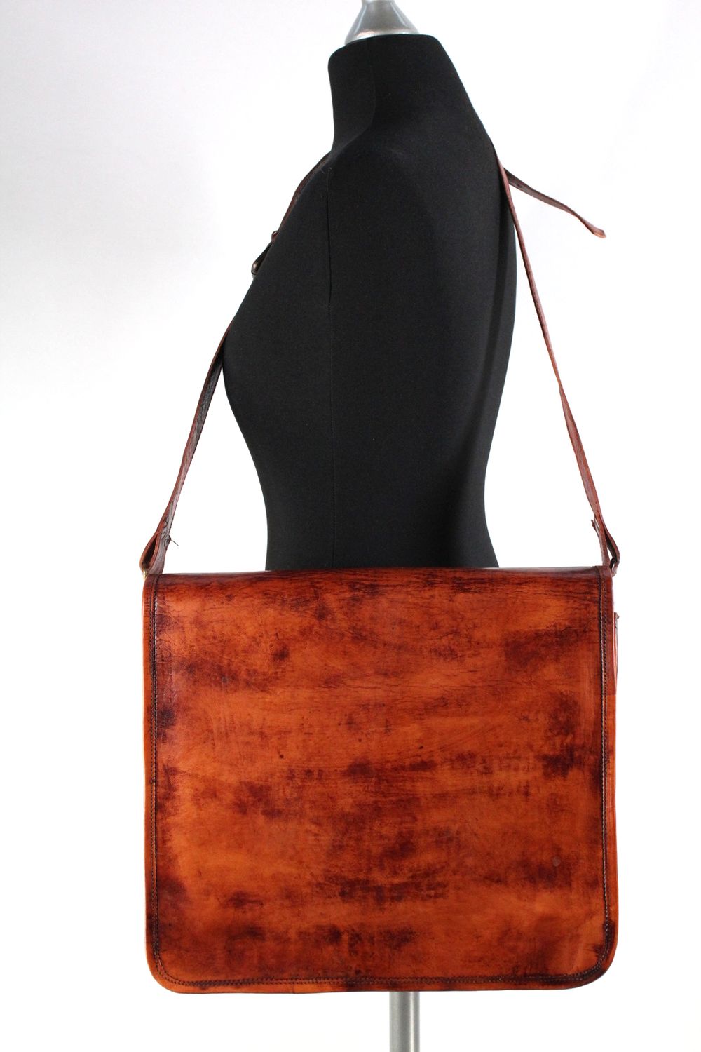 Neuwertige Unisex Leder-Messenger Bag, Abnehmbarer Träger, 34x9x31 cm, Braun