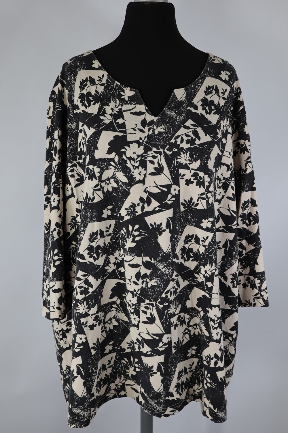 Ulla Popken Damen Shirt Gr. 46/48 Kaki Schwarz – Top Zustand Baumwollmix