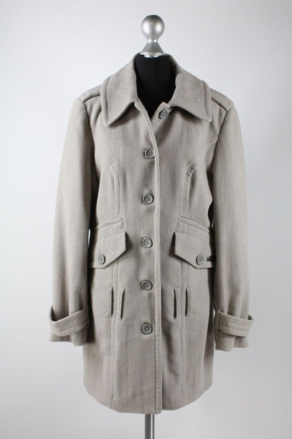 Buffalo London Damen Kurzmantel Jacke Gr.38/S natur/grau ohne Gürtel Top Zustand