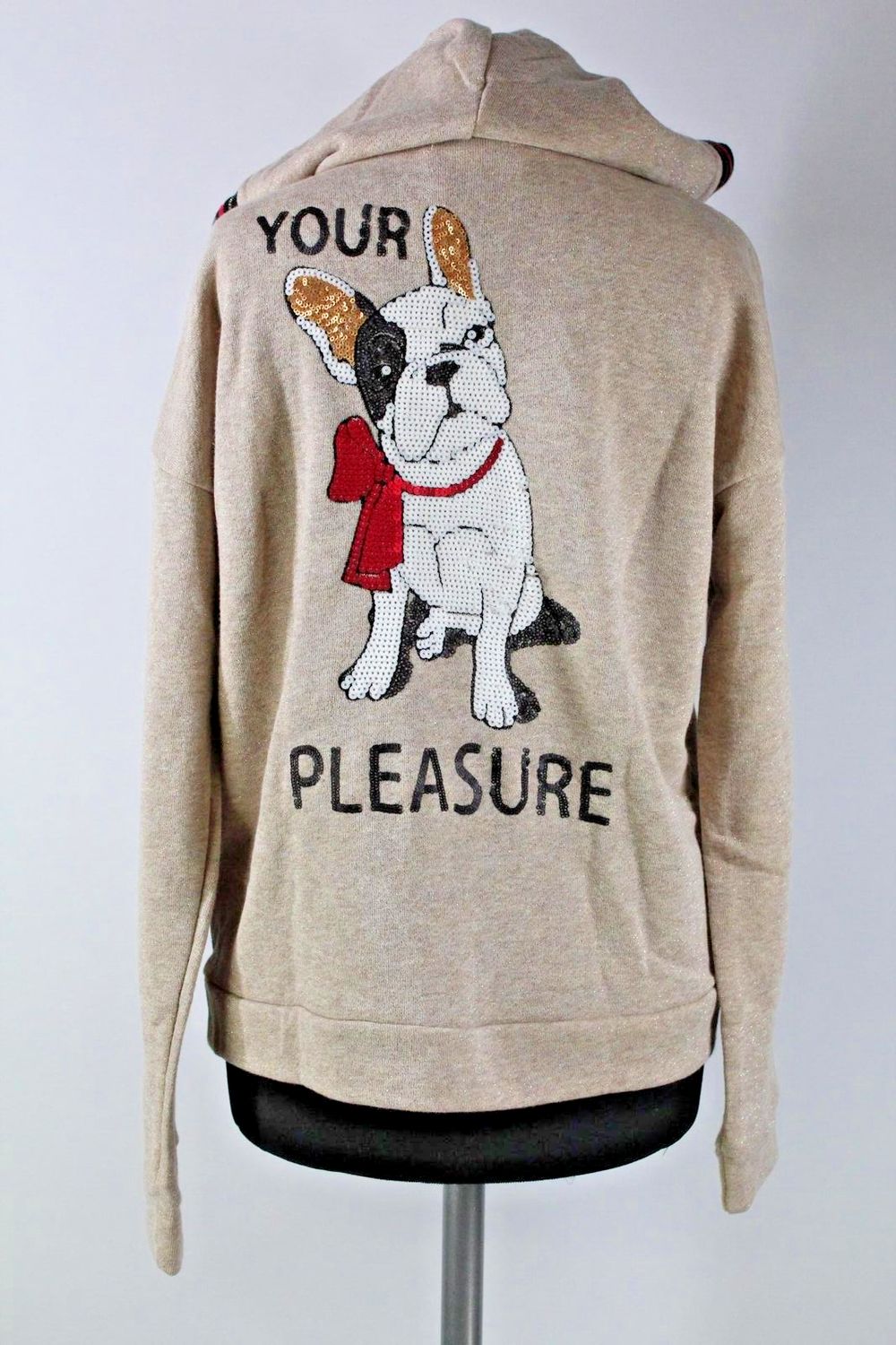 Salzkorn Hoodie Jacke Damen S M Französische Bulldogge Hund Motiv Baumwolle Neu