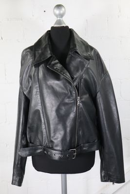 Freaky Nation Lederjacke M Schwarz NEU mit Etikett Echtleder Bikerjacke Gürt