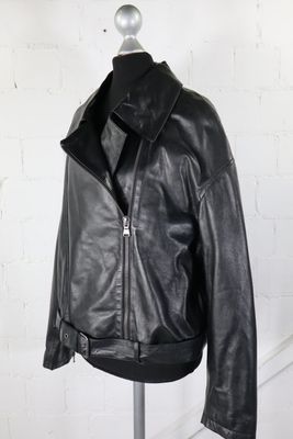 Freaky Nation Lederjacke XL Schwarz NEU mit Etikett Echtleder Bikerjacken Gürtel