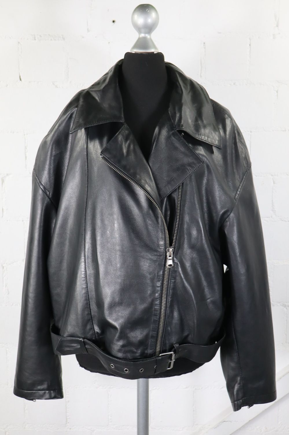 Freaky Nation Lederjacke XXL Schwarz | Echtleder Bikerjacke Damen | Neuwertig